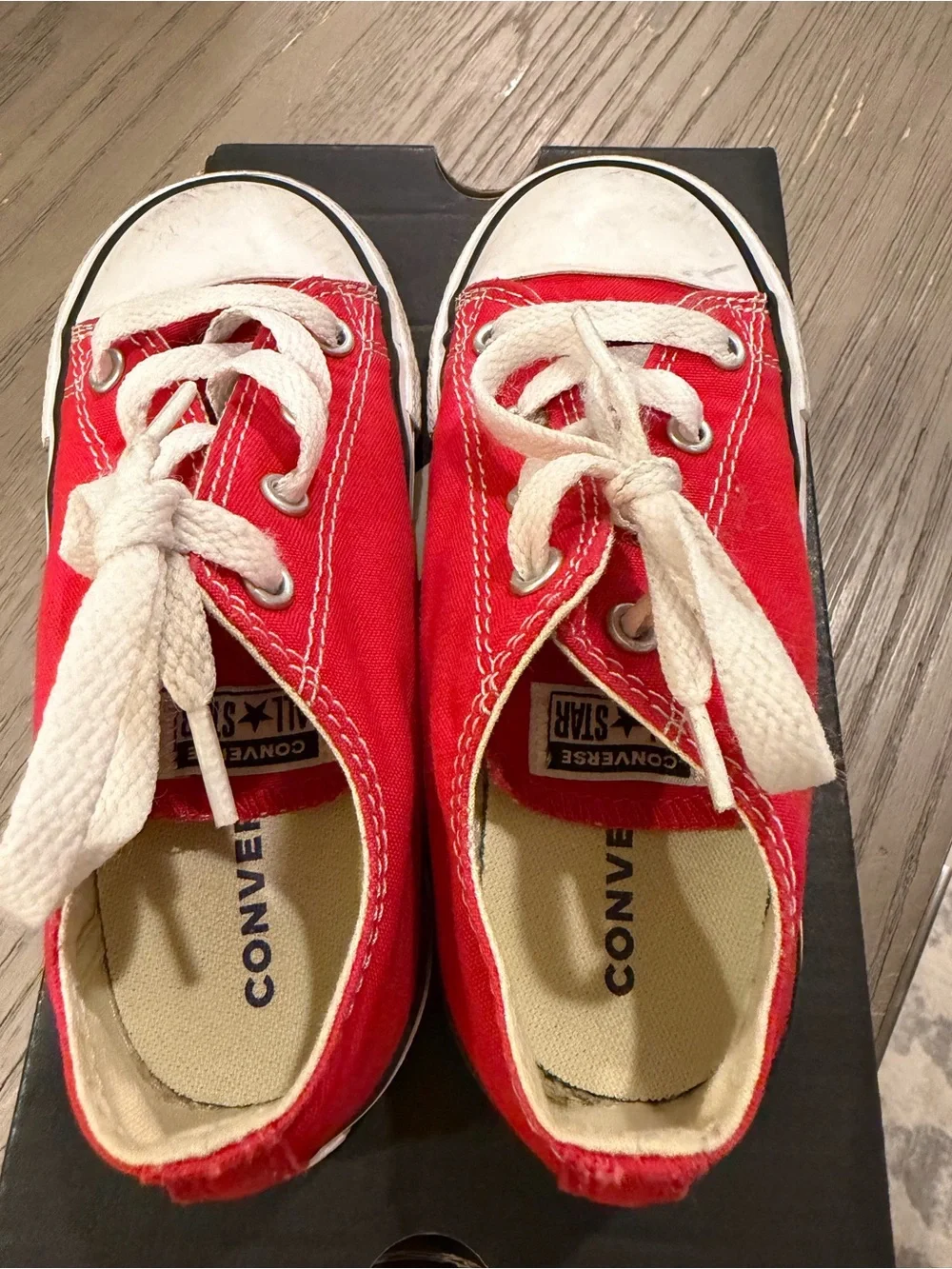Converse Kids Red Canvas Low-Top Sneakers with White Accents